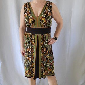 Green & Brown Sleeveless Dress